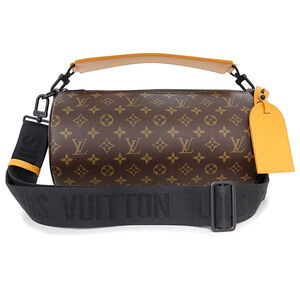 Louis Vuitton Polochon Handbag Macassar Brown Saffron Yellow Brown Black